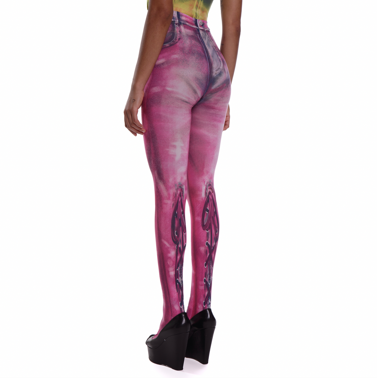 LACE ME UP N CHUCK AWAY THE KEY PINK TIGHTS