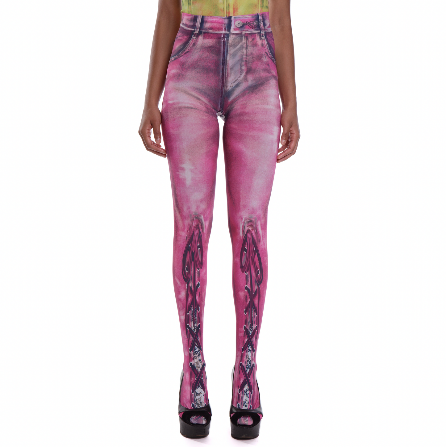 LACE ME UP N CHUCK AWAY THE KEY PINK TIGHTS