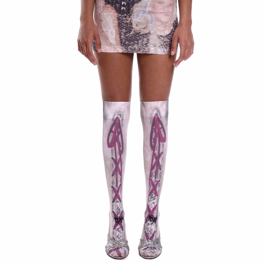 LACE ME UP N CHUCK AWAY THE KEY KNEE HIGH SOCKS